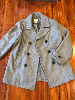 St. John's Bay Gray Double-Breasted Wool-Blend Pea Coat